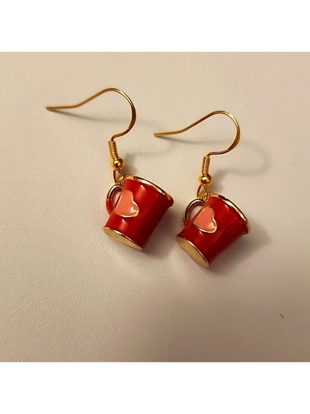 I Love Coffee Mug Earrings 925 Silver Posts Gold  Mugs With Heart